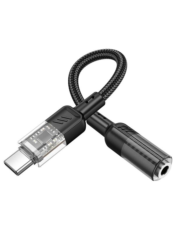 Adapter AUX USB C do Jack 3,5 mm Hoco 0,15 m LS37 transparentny czarny