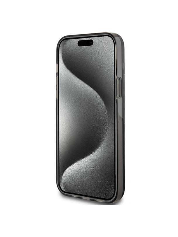 GUESS futerał do IPHONE 15 GUHCP15SLFCSEGK (Liquid Glitter Gold Stripes) czarny