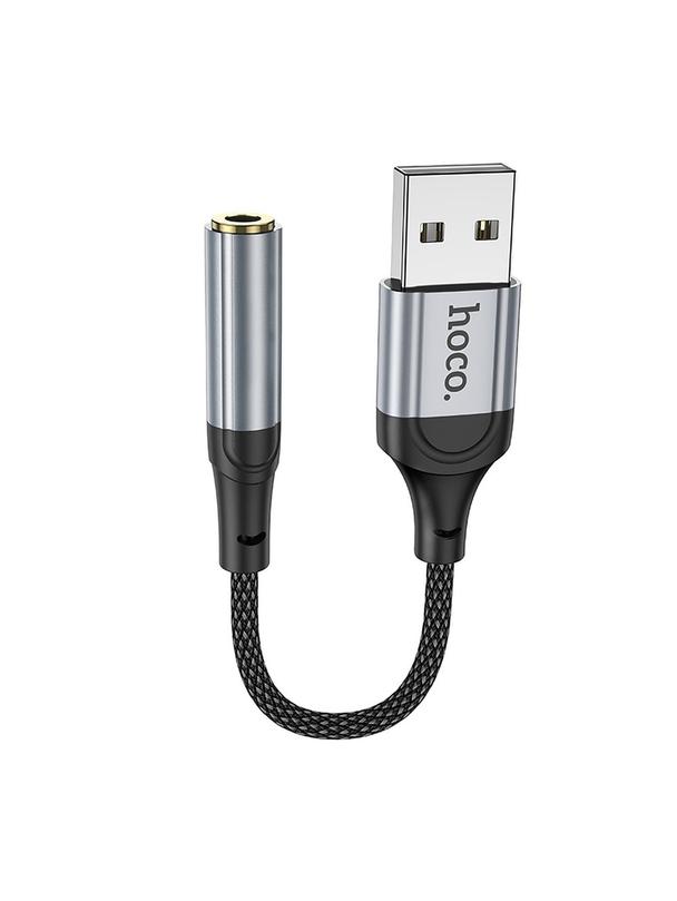 Adapter AUX USB A do Jack 3,5 mm Hoco 0,12 m LS36 czarny