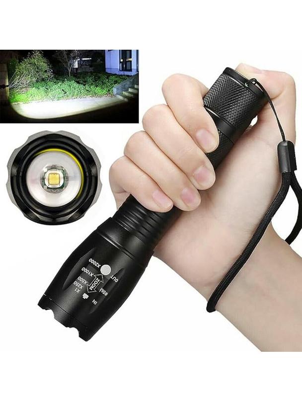 Latarka LED z teleskopowym zoom-em czarna