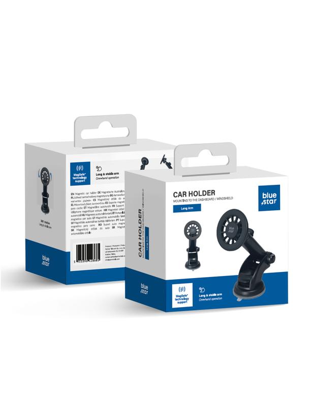 Uchwyt samochodowy do szyby BLUE STAR Long Arm (18- 23cm) kompatybilny z MagSafe czarny