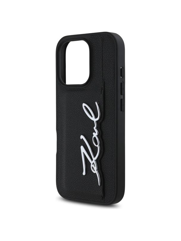 KARL LAGERFELD futerał do IPHONE 16 Pro KLHCP16LPGPVKSK (Grained PU Cardslot Metal Signature) czarny