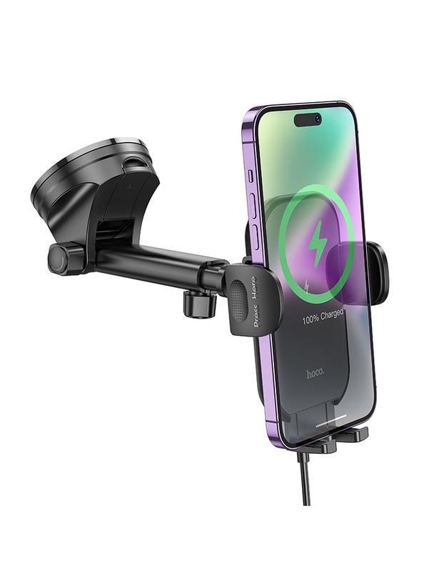 Uchwyt na telefon do samochodu indukcyjny Hoco 15 W do szyby / deski HW5 czarny