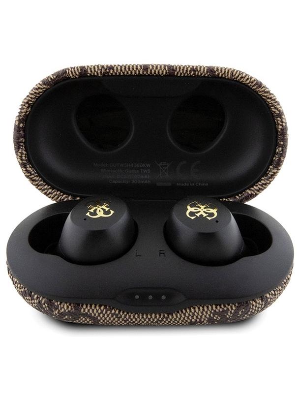GUESS słuchawki bezprzewodowe bluetooth TWS ENC + stacja dokująca GUTWSP4EGW (4G Metal) brązowe