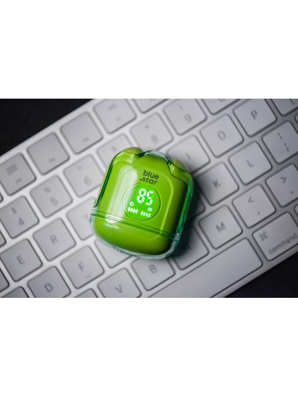 Słuchawki bezprzewodowe douszne Blue Star Transparency Fi22 TWS zielone