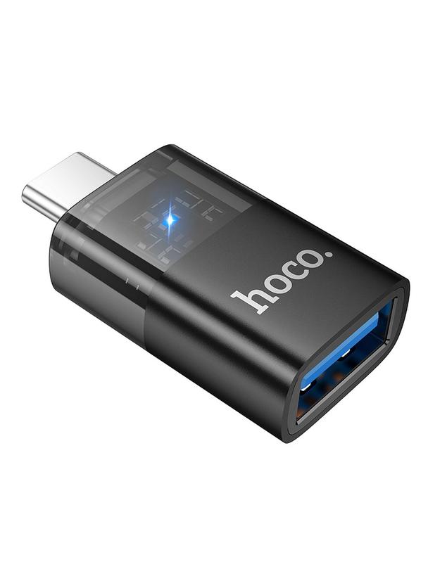 Adapter OTG USB C do USB A Hoco UA36B transparentny czarny