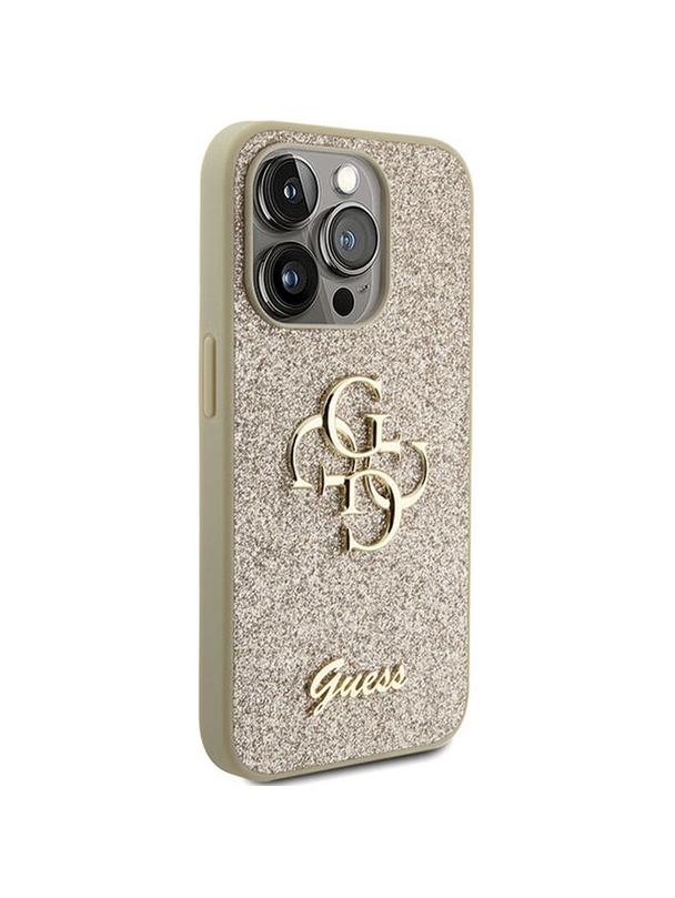 GUESS futerał do IPHONE 15 Pro GUHCP15LHG4SGD (Fixed Glitter Big 4G) złoty