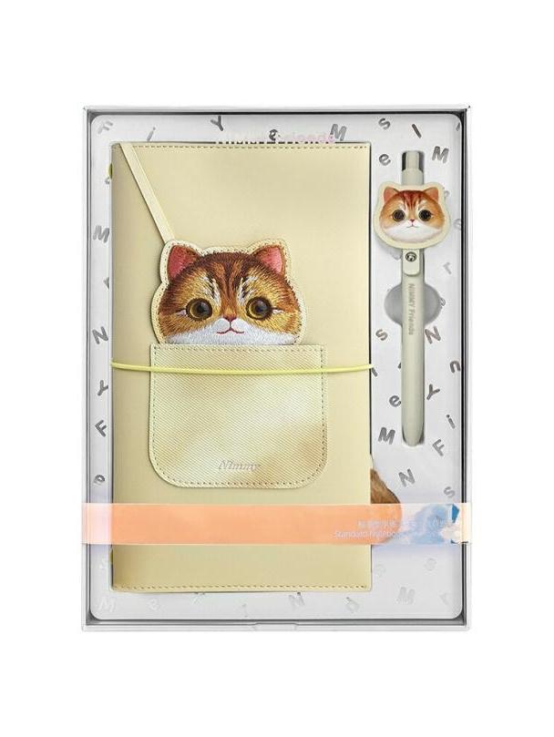 NIMMY zestaw 2w1 notatnik + długopis BIG EYED PET 2.0 Cat khaki