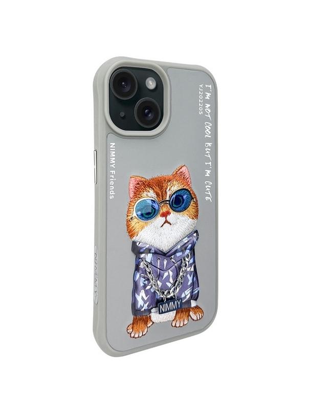 NIMMY futerał GLASSES COOL CAT do IPHONE 15 szary