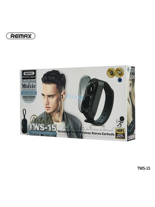 REMAX słuchawki bezprzewodowe bluetooth TWS-15 w stacja dokująca w smartbandzie zielony