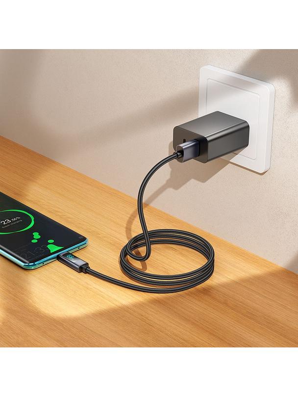 Kabel USB A do USB C Hoco 5A z wyświetlaczem 1 m X112 czarny