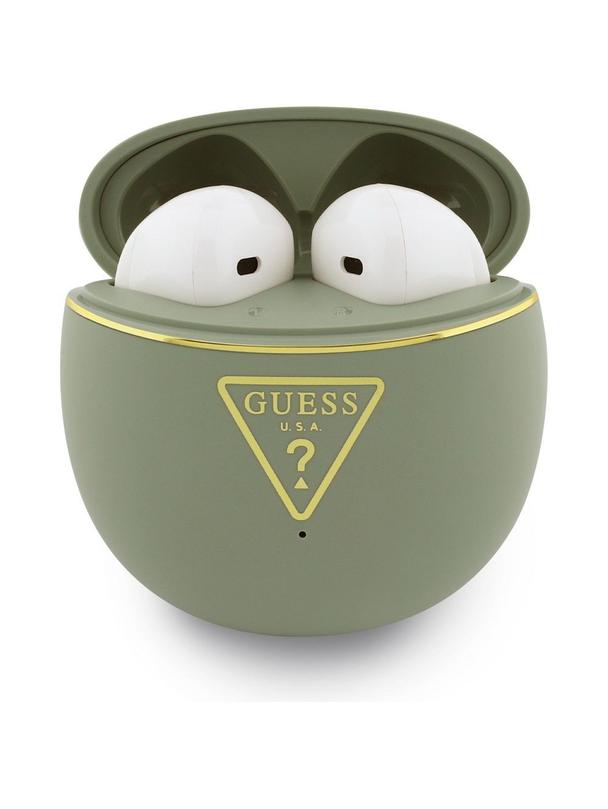 Słuchawki bezprzewodowe douszne Guess TWS GUTWSA15HETN (Small Round Script Print) khaki