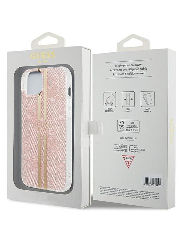 GUESS futerał do IPHONE 15 GUHCP15SH4PSEGP (4G Gold Stripe) różowy