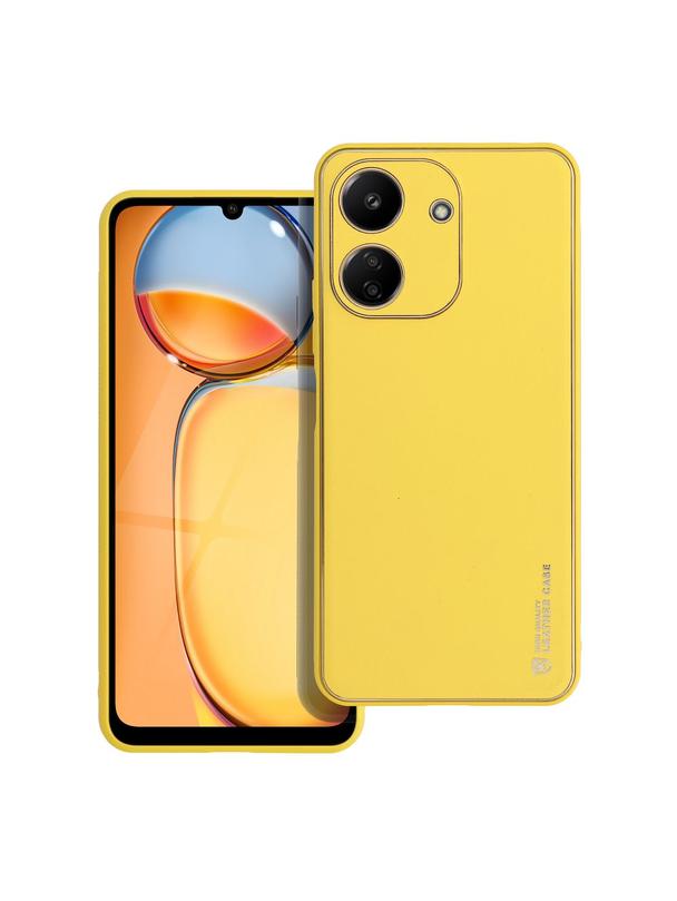 Futerał LEATHER CASE skórzany do XIAOMI Redmi 13C / POCO C65 żółty