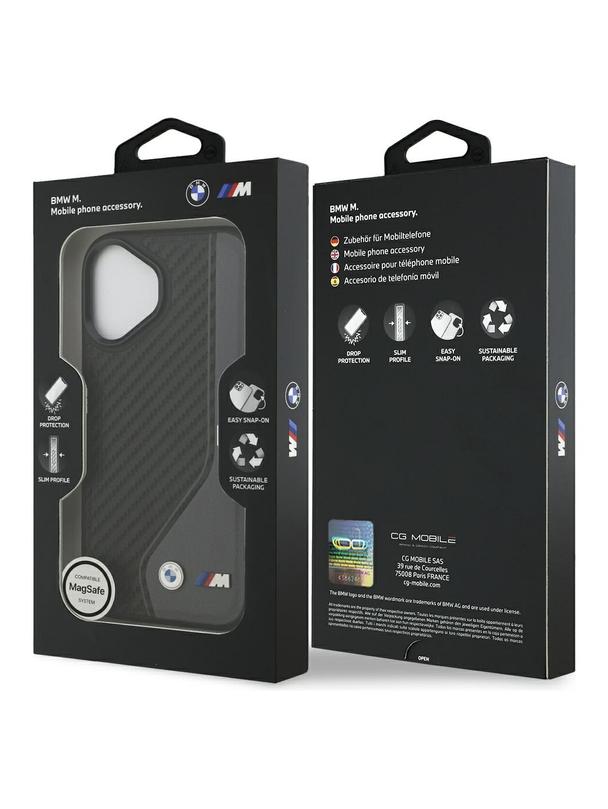 BMW futerał do IPHONE 17 kompatybilny z MagSafe BMHMP17S25PCCSCAK (PU Carbon Logo) anthracite