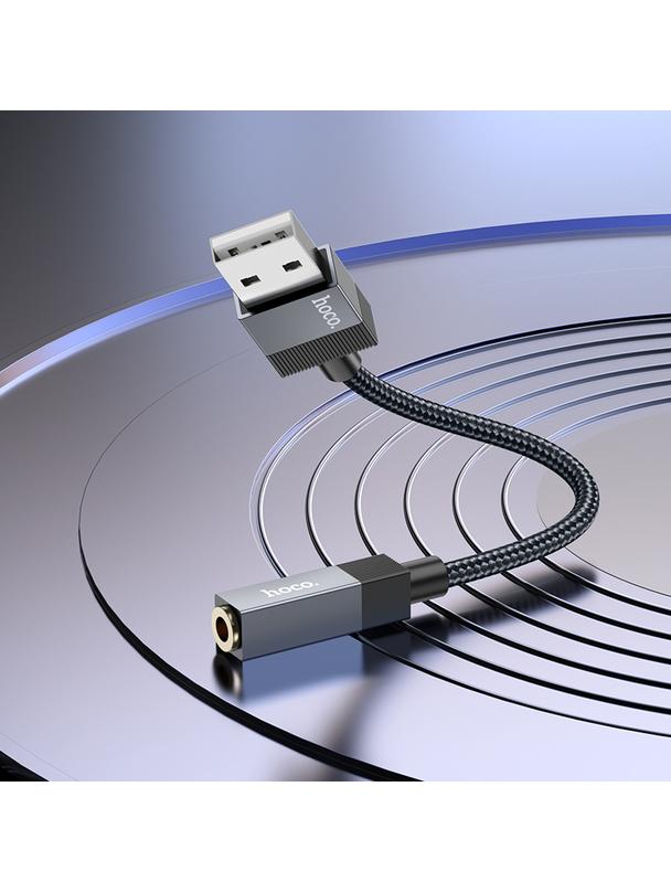 Adapter AUX USB A (męski) do Jack 3,5 mm (żeński) Hoco UPA32D czarny