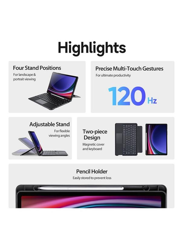 DUX DUCIS etui DK składane z klawiaturą bezprzewodową do SAMSUNG Tab S9/S9FE/S10FE czarne