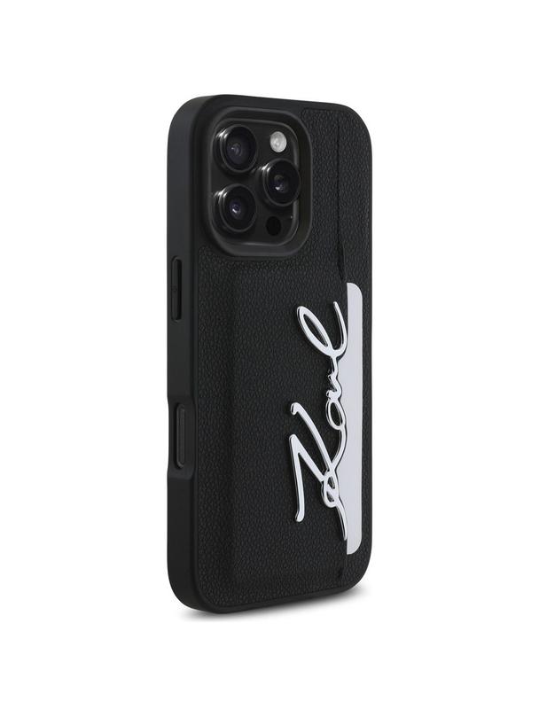 KARL LAGERFELD futerał do IPHONE 16 Pro KLHCP16LPGPVKSK (Grained PU Cardslot Metal Signature) czarny