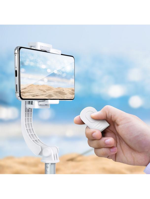 Uchwyt selfie z pilotem bezprzewodowym tripod ze stabilizatorem GIMBAL SSTR-L08 biały