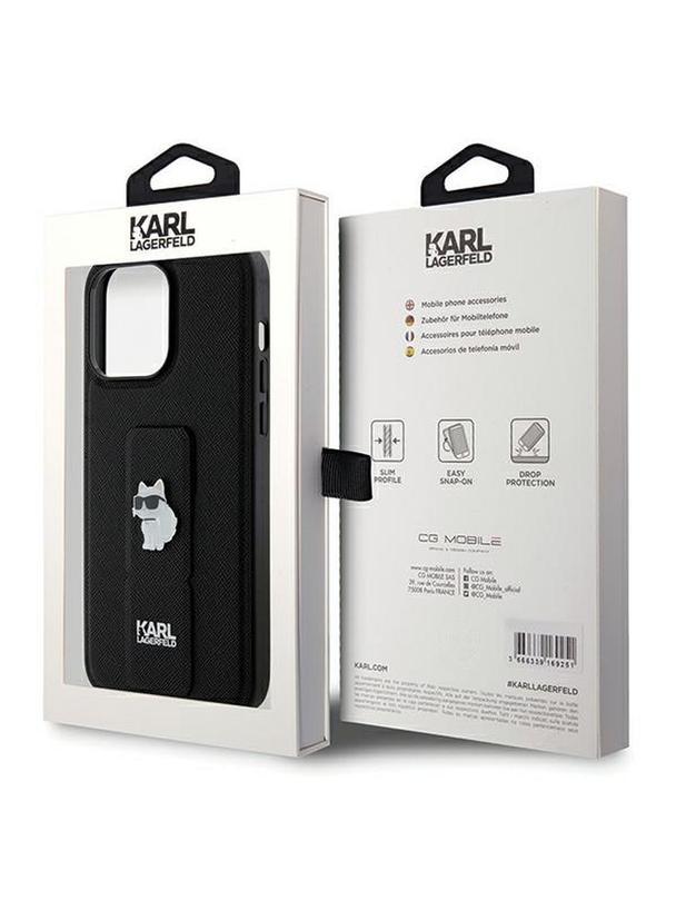 KARL LAGERFELD futerał do IPHONE 13 Pro Max KLHCP13XGSACHPK (Gripstand Saffiano choupette PIN) czarny