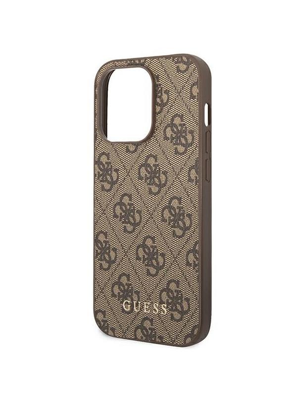 GUESS futerał do IPHONE 14 Pro Max GUHCP14XG4GFBR (4G Gold Logo) brązowy