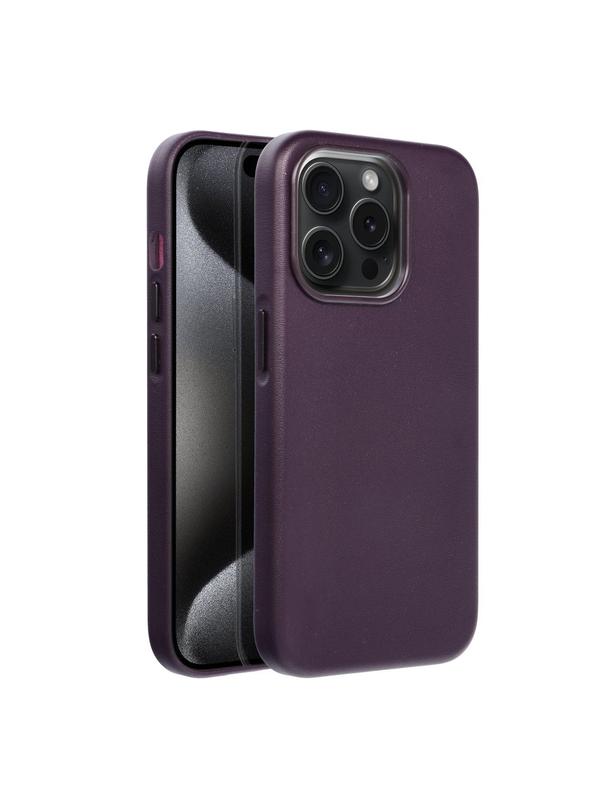 Futerał LEATHER MAG COVER kompatybilny z MagSafe do IPHONE 15 Pro ciemny fioletowy