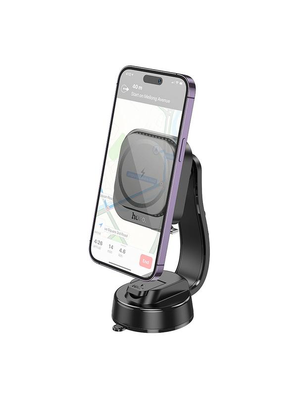 Uchwyt na telefon do samochodu magnetyczny zgodny z MagSafe Hoco do deski HW24 czarny