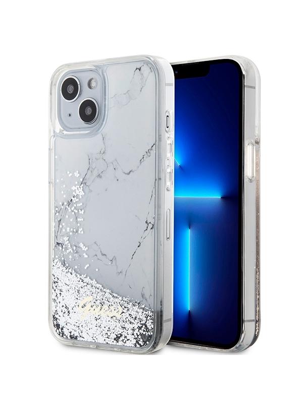 GUESS futerał do IPHONE 13 / 14 / 15 GUHCP14SLCSGSGH (Liquid Glitter Marble) biały