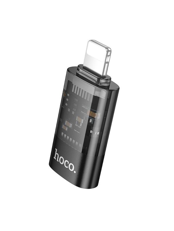 Adapter OTG Lightning do USB C Hoco UA36A transparentny czarny