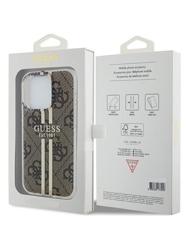 GUESS futerał do IPHONE 15 Pro Max GUHCP15XH4PSEGW (4G Gold  Stripe) brązowy