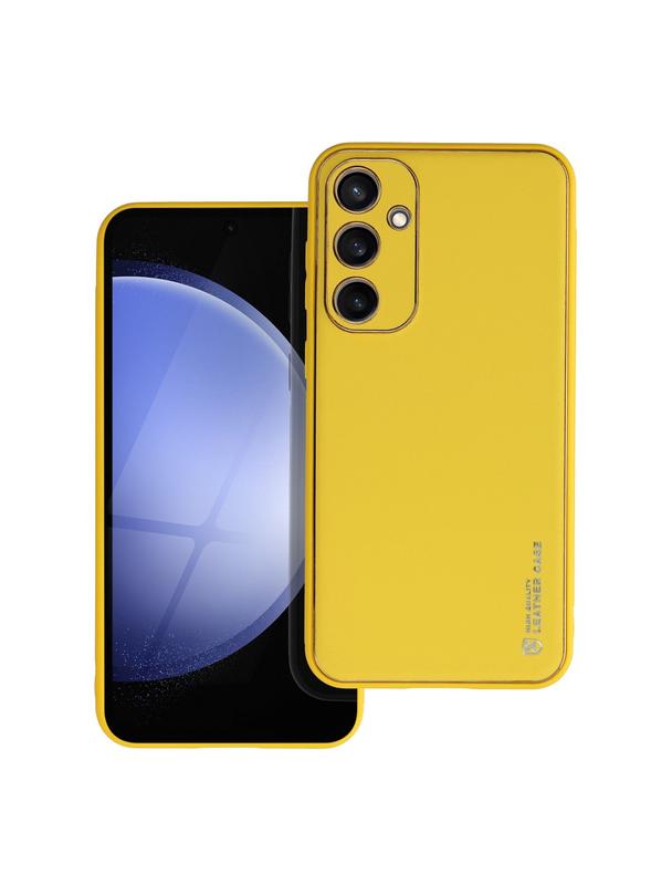 Futerał LEATHER CASE skórzany do SAMSUNG S23 FE żółty