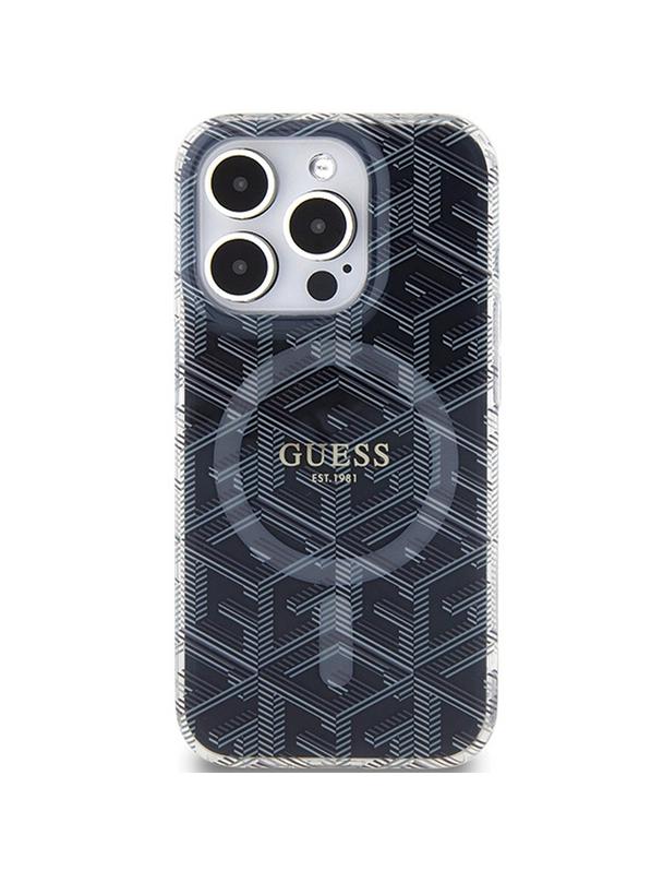 GUESS futerał do IPHONE 15 Pro Max kompatybilny z MagSafe GUHMP15XHGCUSTGK (IML GCUBE) czarny