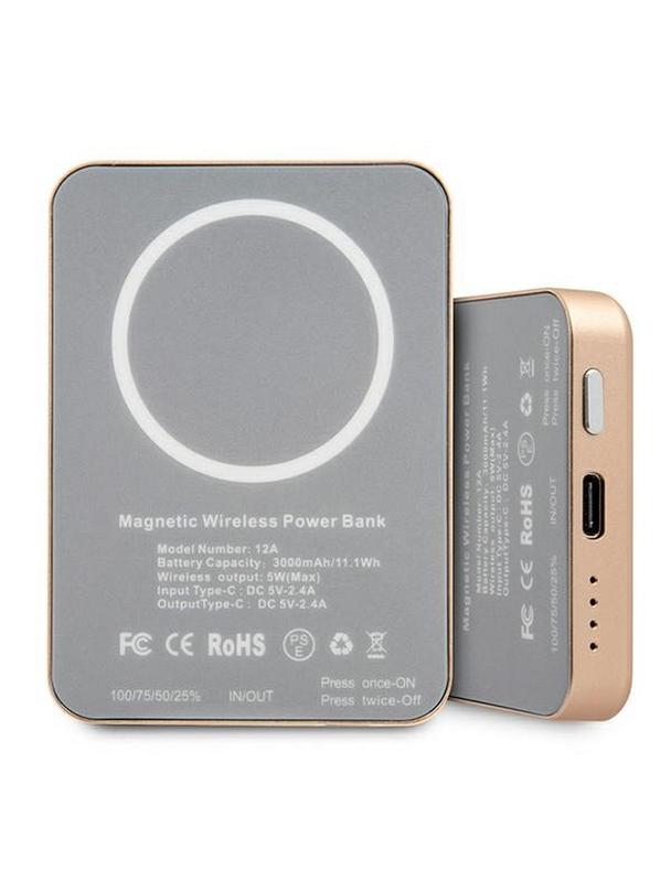 Bateria zewnętrzna ( Powerbank ) z ładowaniem indukcyjnym GUESS GUPBMSVSLG 3000mAh ( Kompatybilny z Magsafe