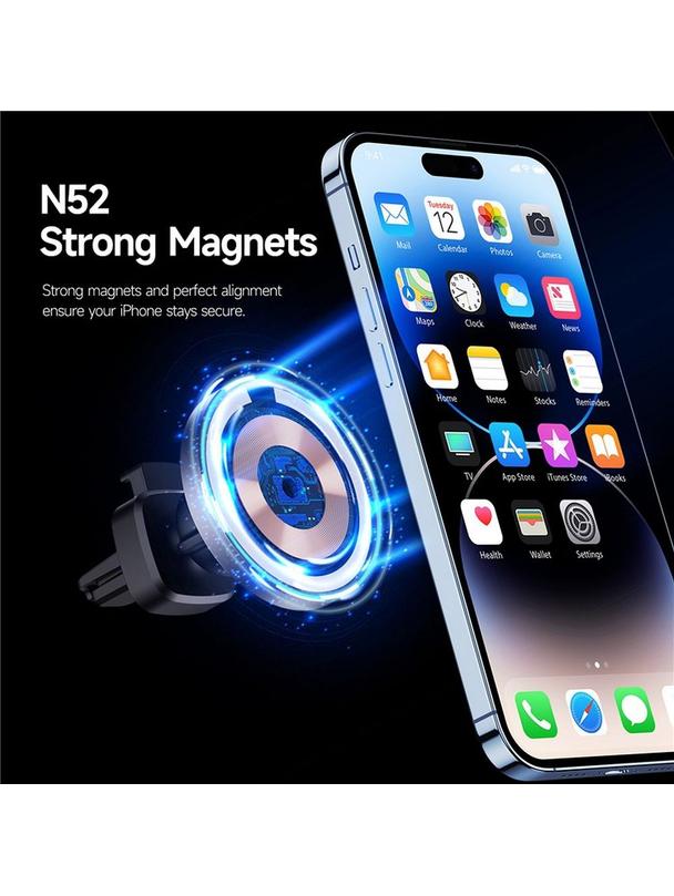 DUZZONA V2 - uchwyt samochodowy indukcyjny do kratki kompatybilny z MagSafe 15W czarny