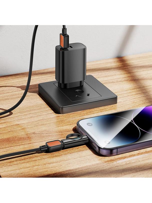 Adapter Lightning do USB C Hoco PD 2,4A 27W z wyświetlaczem UA32B czarny