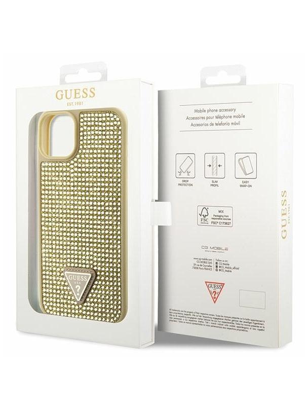GUESS futerał do IPHONE 13 / 14 / 15 GUHCP14SHDGTPD (Rhinestone Triangle) złoty