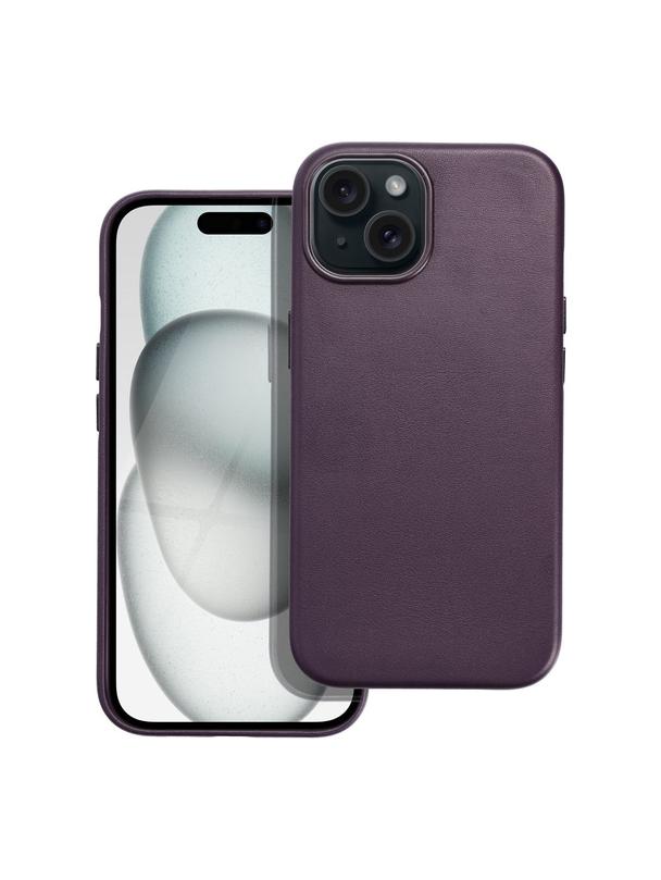 Futerał LEATHER MAG COVER kompatybilny z MagSafe do IPHONE 15 ciemny fioletowy
