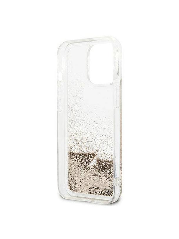 GUESS futerał do IPHONE 14 Pro GUOHCP14LGLHFLGO (Liquide Glitter Charms) złoty