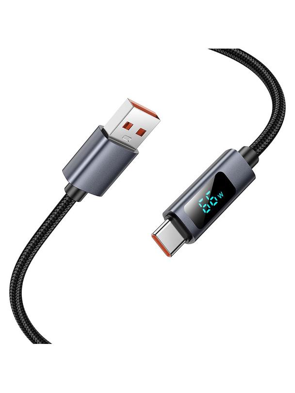 Kabel USB A do USB C Hoco 5A z wyświetlaczem 1 m X112 czarny