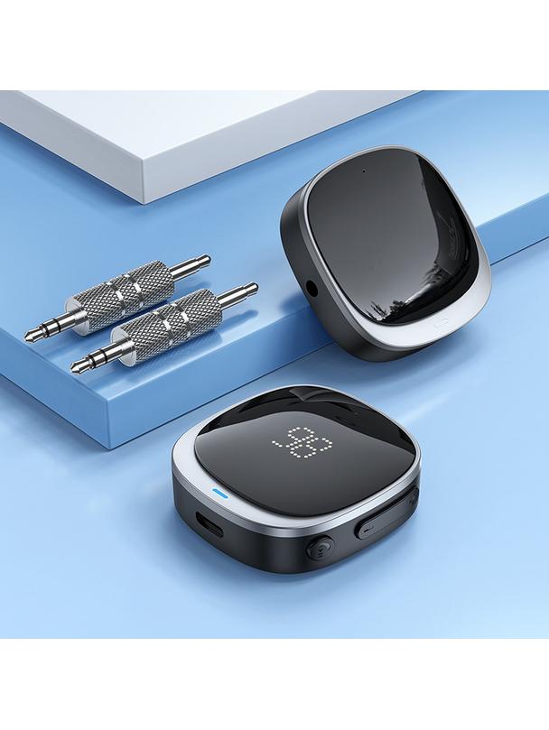 Adapter AUX bluetooth Jack 3,5 mm Hoco z wyświetlaczem E80 czarny