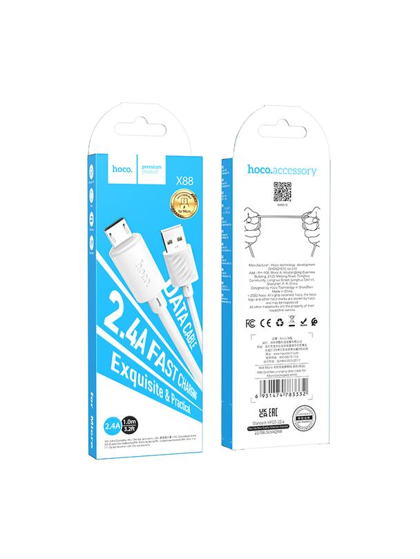 Kabel USB A do Micro USB Hoco 2,4A 1 m X88 biały