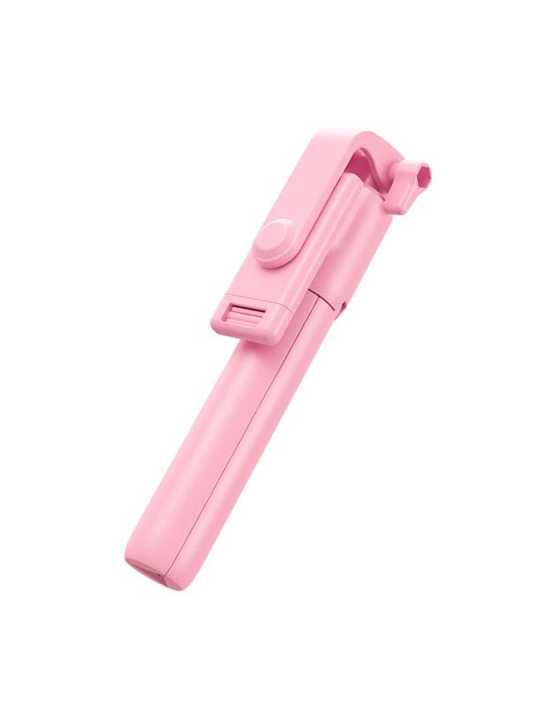 Uchwyt selfie z pilotem bezprzewodowym tripod R1 różowy