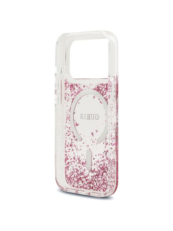 GUESS futerał do IPHONE 17 Pro kompatybilny z MagSafe GUHMP17LRGRGEP (Resin Bottom Glitter) różowy