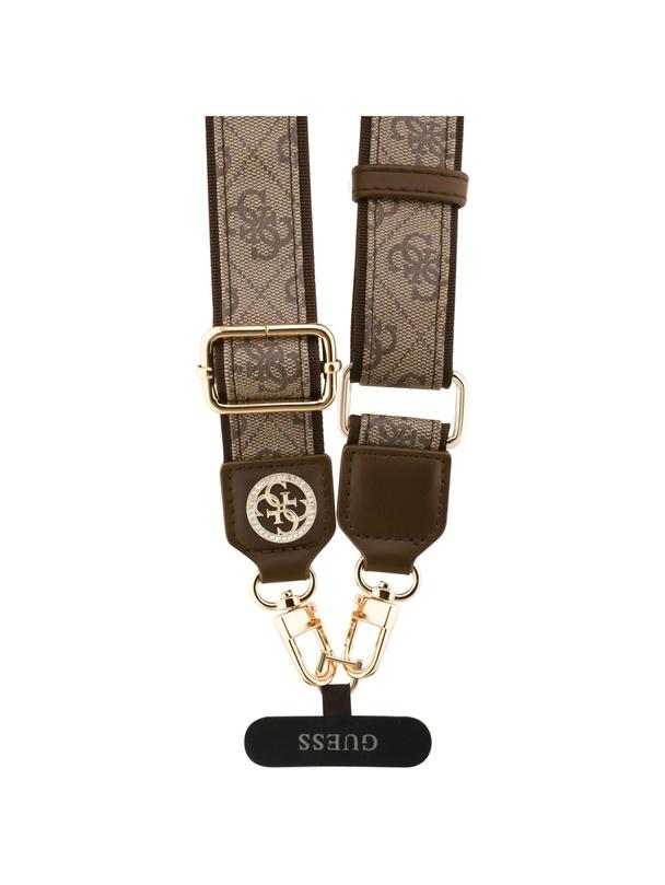 GUESS uniwesalny pasek GUUCNP4DGMW (4G PU Strap Tether Patch Strass Metal Logo) brązowy