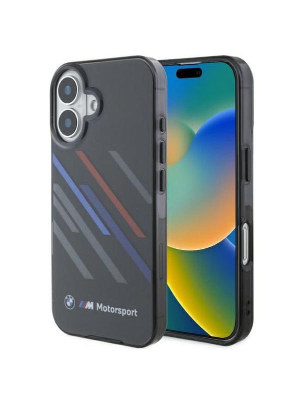 BMW futerał do IPHONE 16 BMHCP16S23HTRAK (Motorsport IML Random Stripes) black