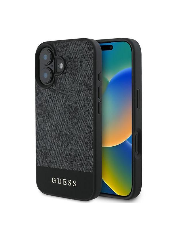 GUESS futerał do IPHONE 16 GUHCP16SG4GLGR (PC/TPU 4G PU Bottom Stripe) szary