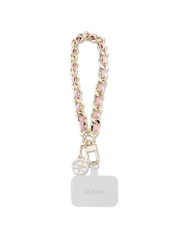 GUESS hand strap GUOUCHSAMC4P (Saffiano Chain Strap 4G Charm) różowy