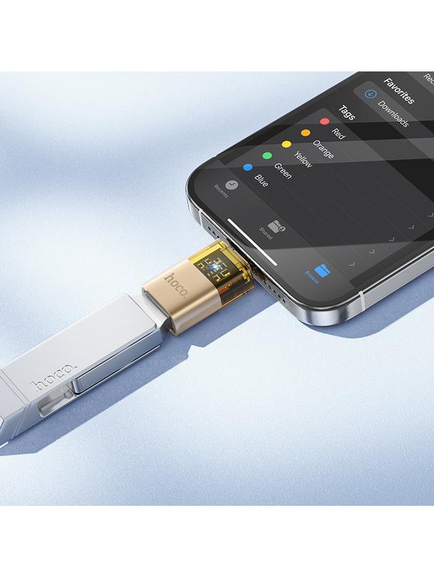 Adapter OTG USB C do USB A Hoco UA36B złoty