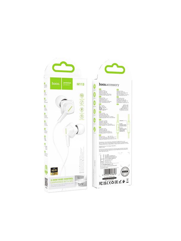 Słuchawki przewodowe douszne Lightning Hoco M113 białe