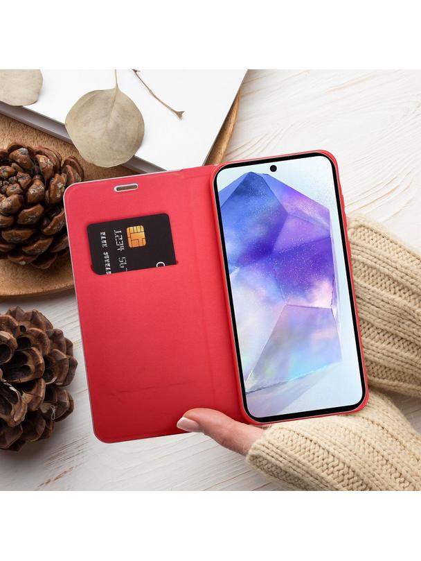 Kabura LUNA Book Carbon do SAMSUNG A52 5G / A52 LTE ( 4G ) / A52s 5G czerwony